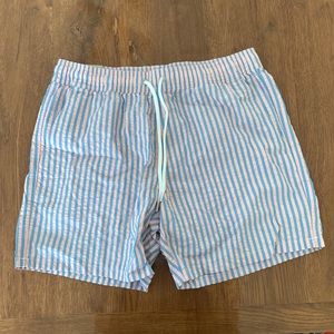 J Crew Men’s 6” Swim Trunk in Seersucker, Medium